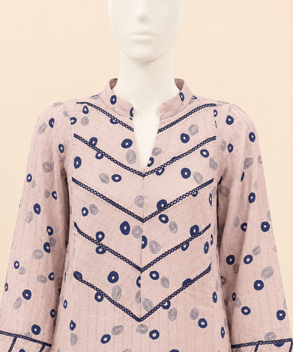Blush Pink Geometric Print Co-Ord Lawn Set – 0087M