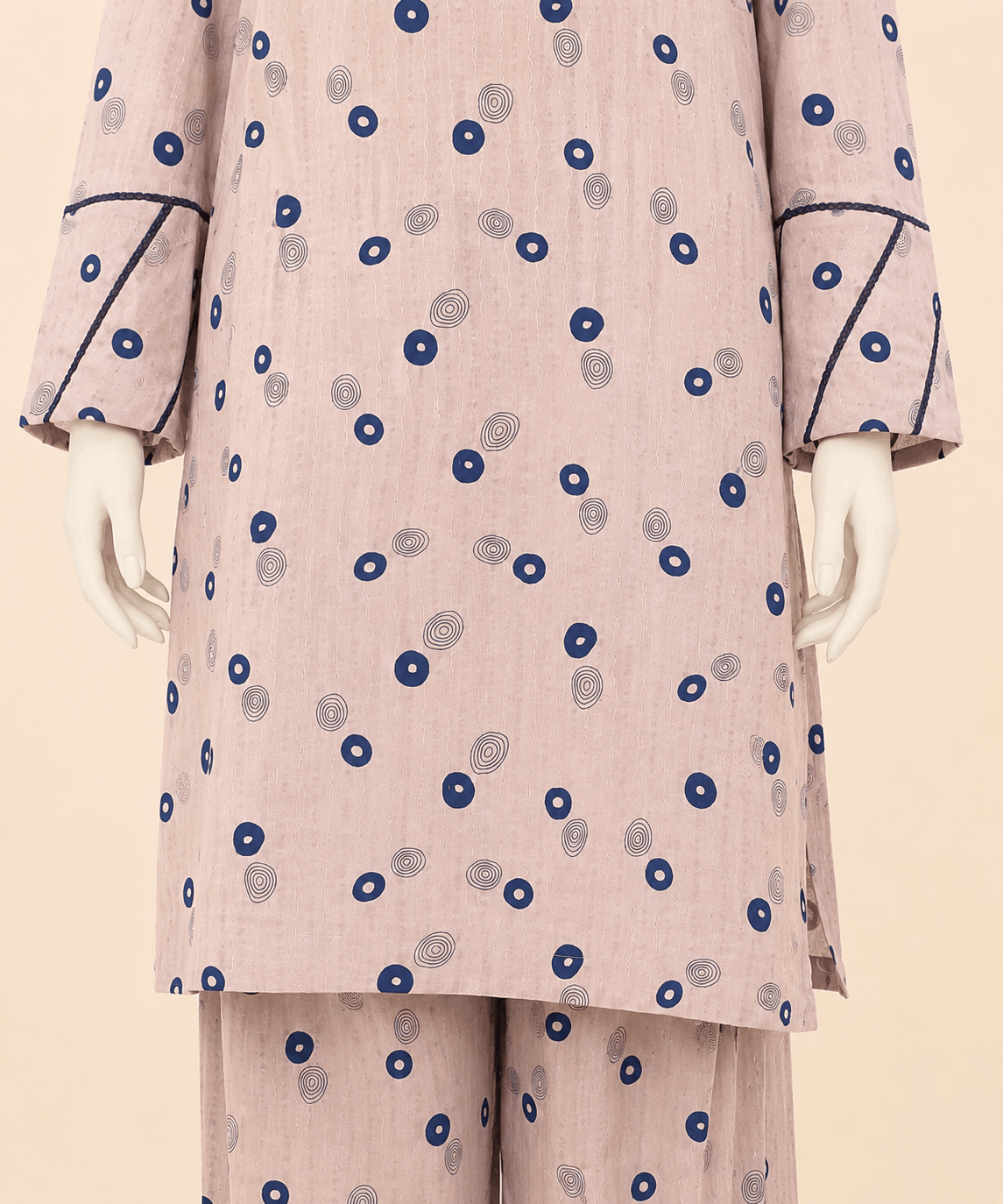 Blush Pink Geometric Print Co-Ord Lawn Set – 0087M