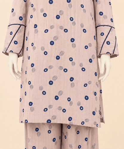 Blush Pink Geometric Print Co-Ord Lawn Set – 0087M