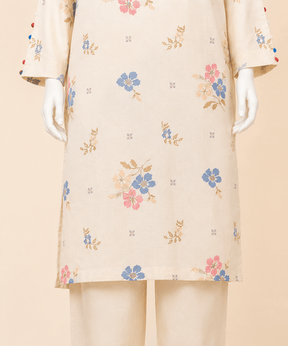 Ivory Bloom Floral Embroidery 2-Piece Lawn Suit – 0083M