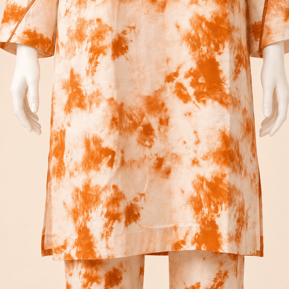 Rust Orange Tie-Dye Cutwork 2-Piece Lawn Suit – 0082M