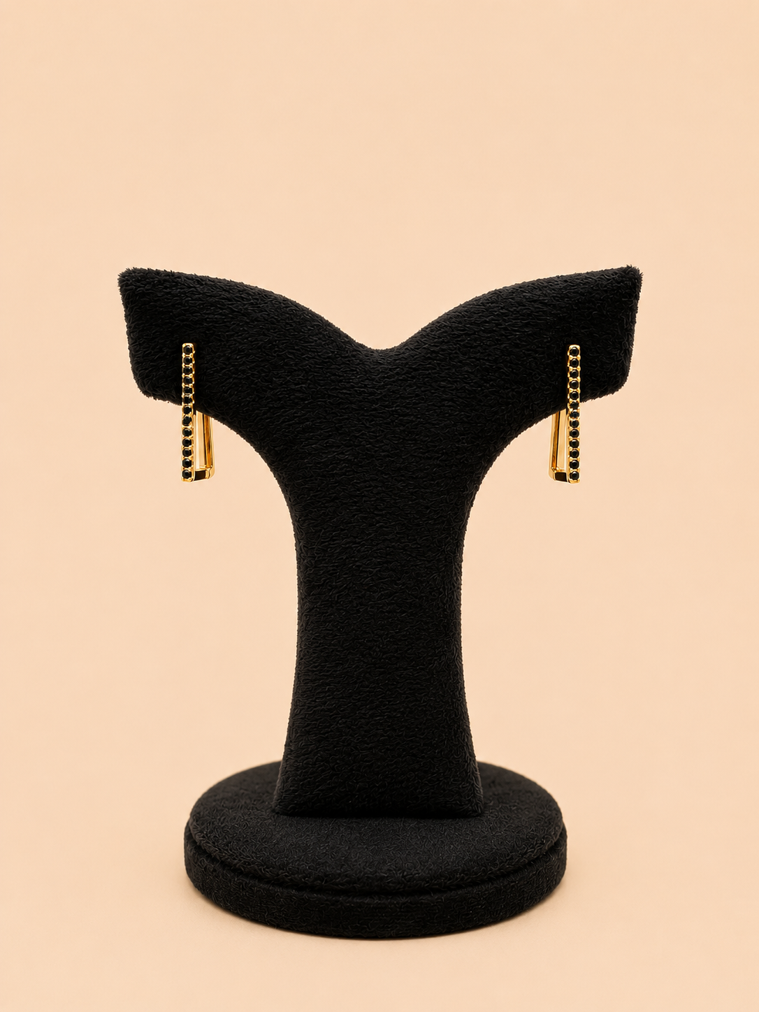 Elegant Black Stone Bar Earrings – SKU: 0043M