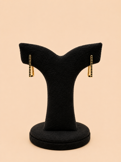 Elegant Black Stone Bar Earrings – SKU: 0043M