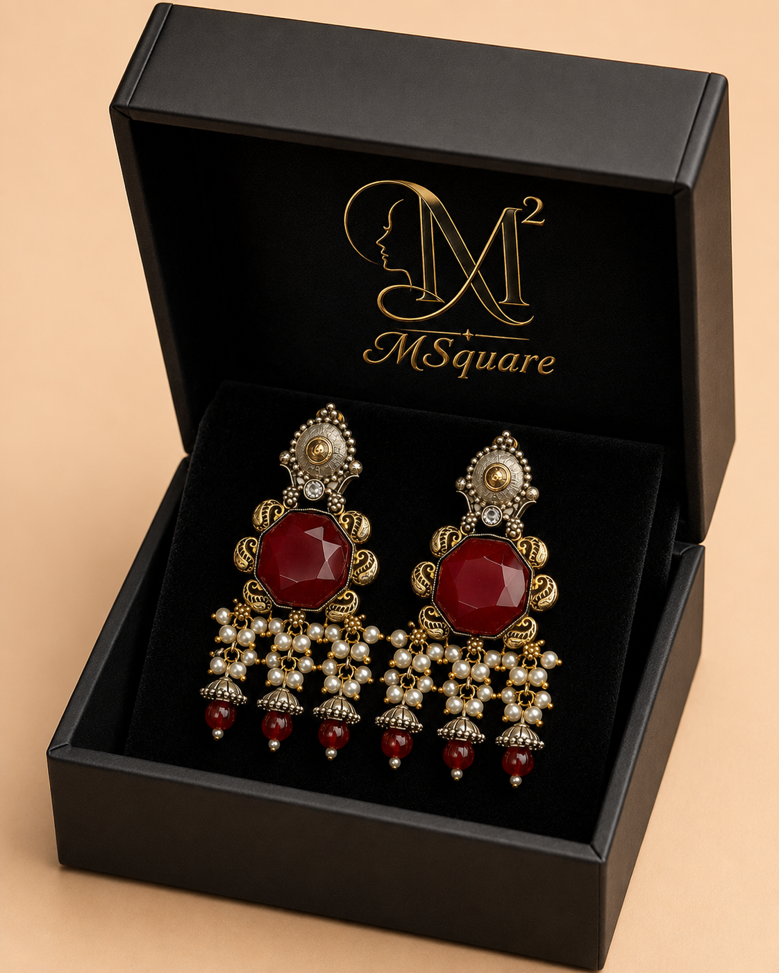 Regal Emerald Pearl Cascade Jhumka Earrings – 0058M
