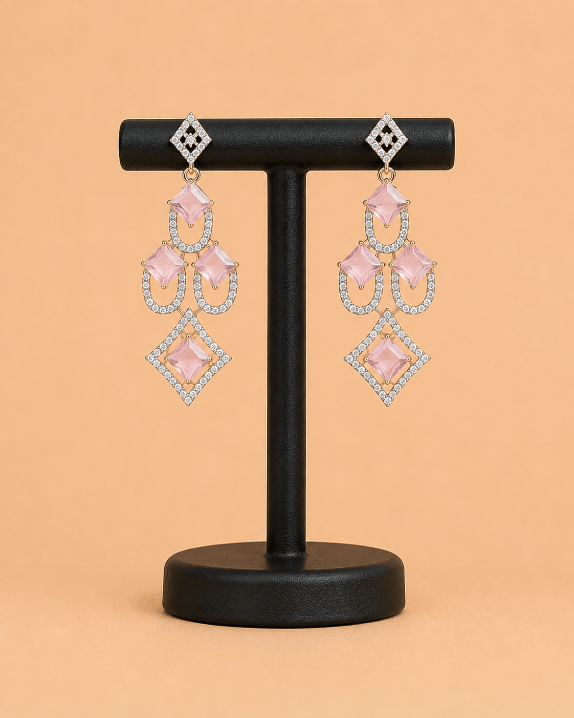 Geometric Crystal Chandelier Drop Earrings – 0061M