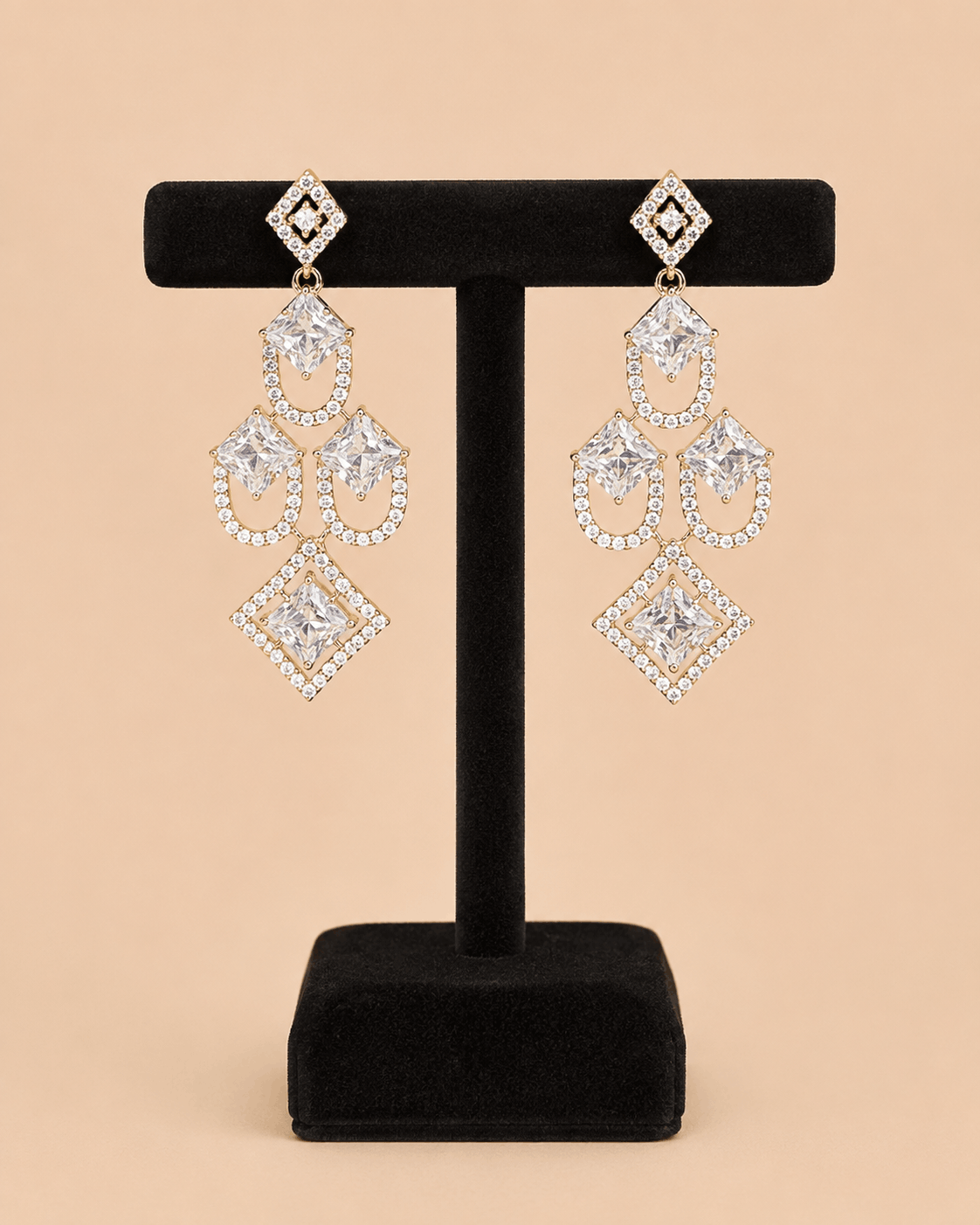Geometric Crystal Chandelier Drop Earrings – 0061M