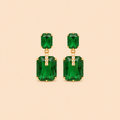 Elegant Rectangular Stone Drop Earrings – Crystal Accent Statement Earrings 0042M