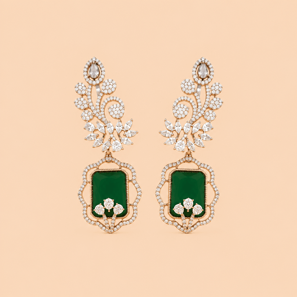 Luxury Chandelier Earrings with Crystal Floral Detailing 0047M