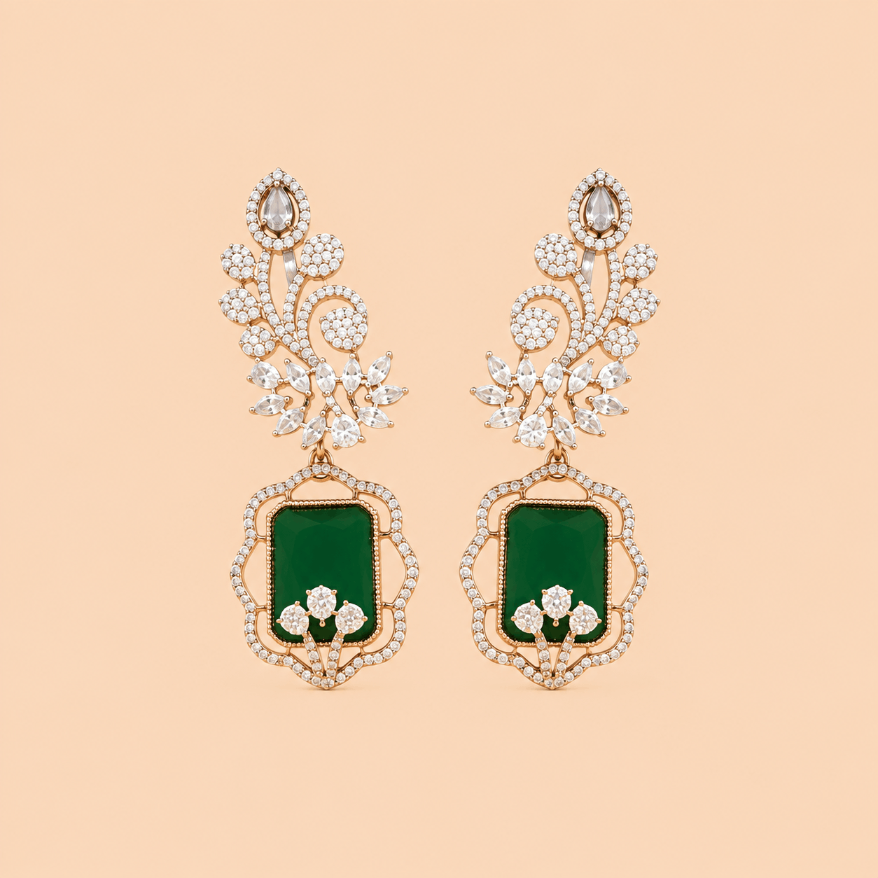 Luxury Chandelier Earrings with Crystal Floral Detailing 0047M