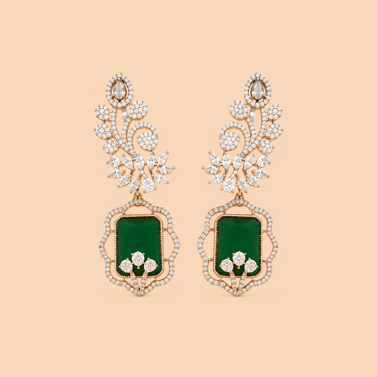 Luxury Chandelier Earrings with Crystal Floral Detailing 0047M