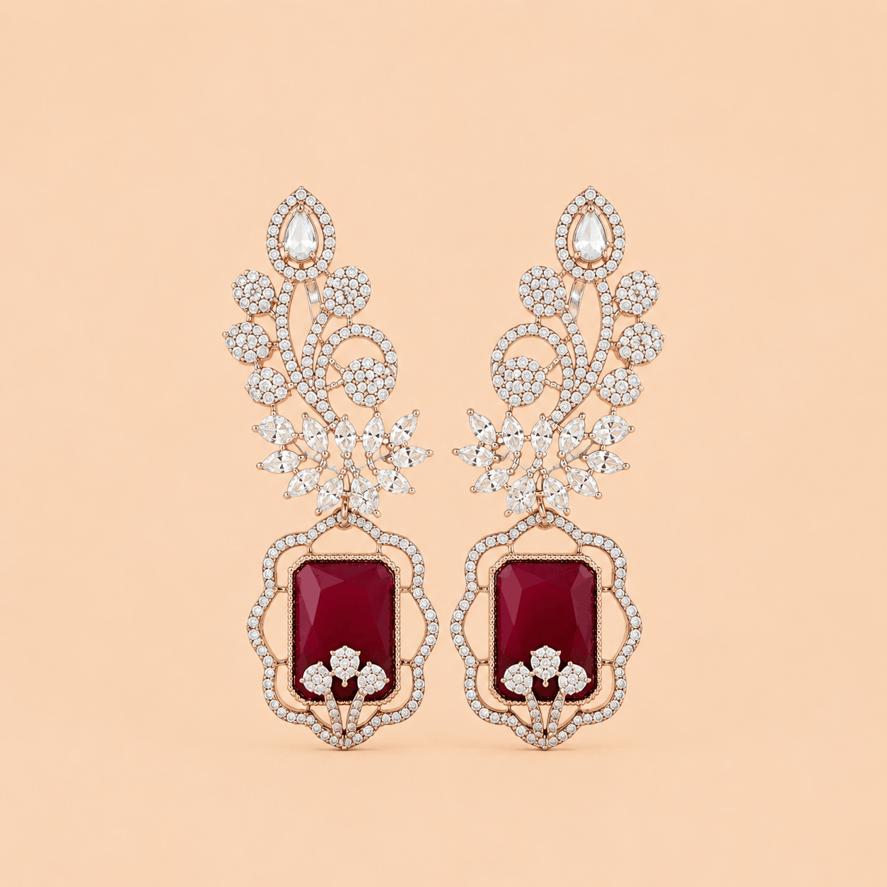 Luxury Chandelier Earrings with Crystal Floral Detailing 0047M
