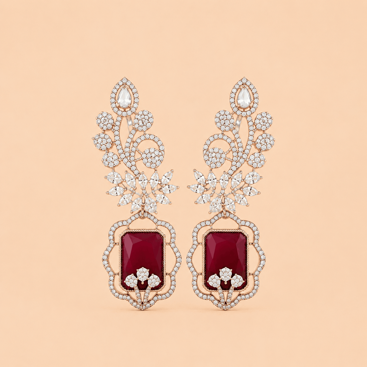 Luxury Chandelier Earrings with Crystal Floral Detailing 0047M