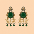 Regal Emerald Pearl Cascade Jhumka Earrings – 0058M