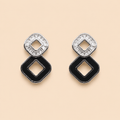 Geometric Crystal & Enamel Double-Drop Earrings – Assorted Colours – 0054M