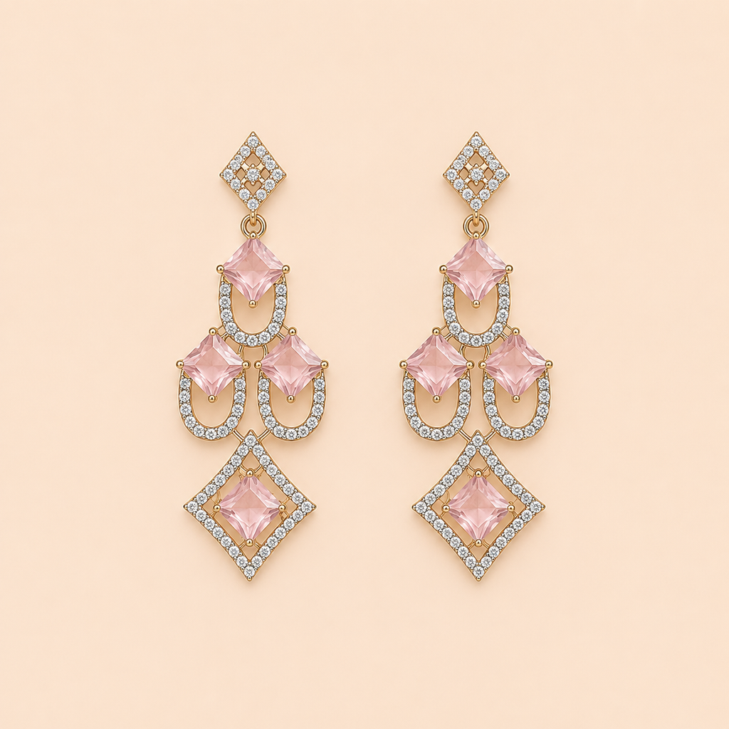 Geometric Crystal Chandelier Drop Earrings – 0061M