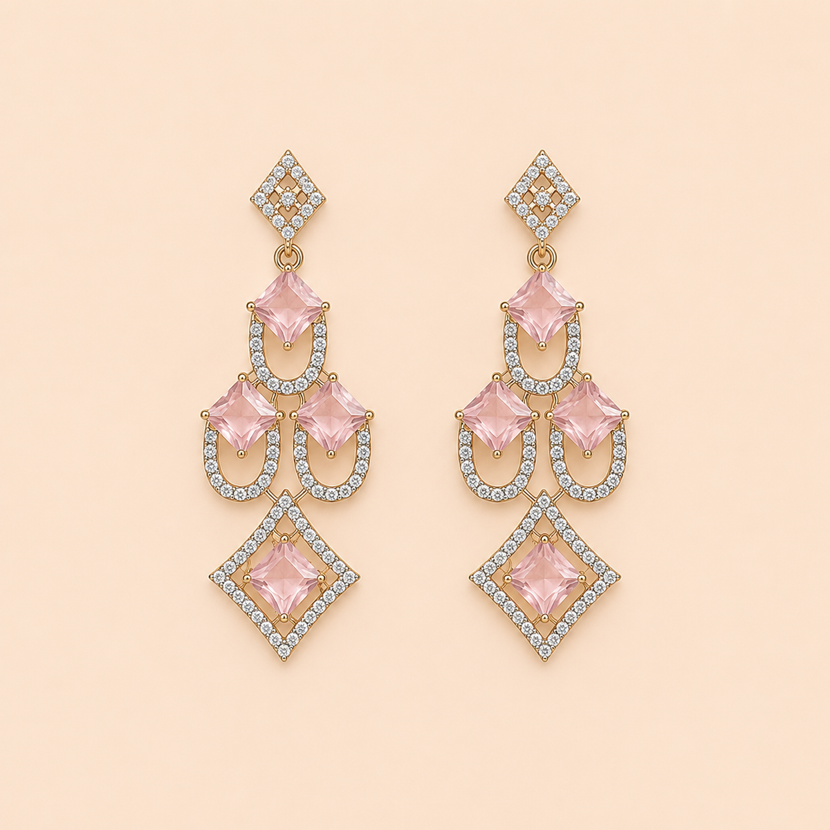 Geometric Crystal Chandelier Drop Earrings – 0061M