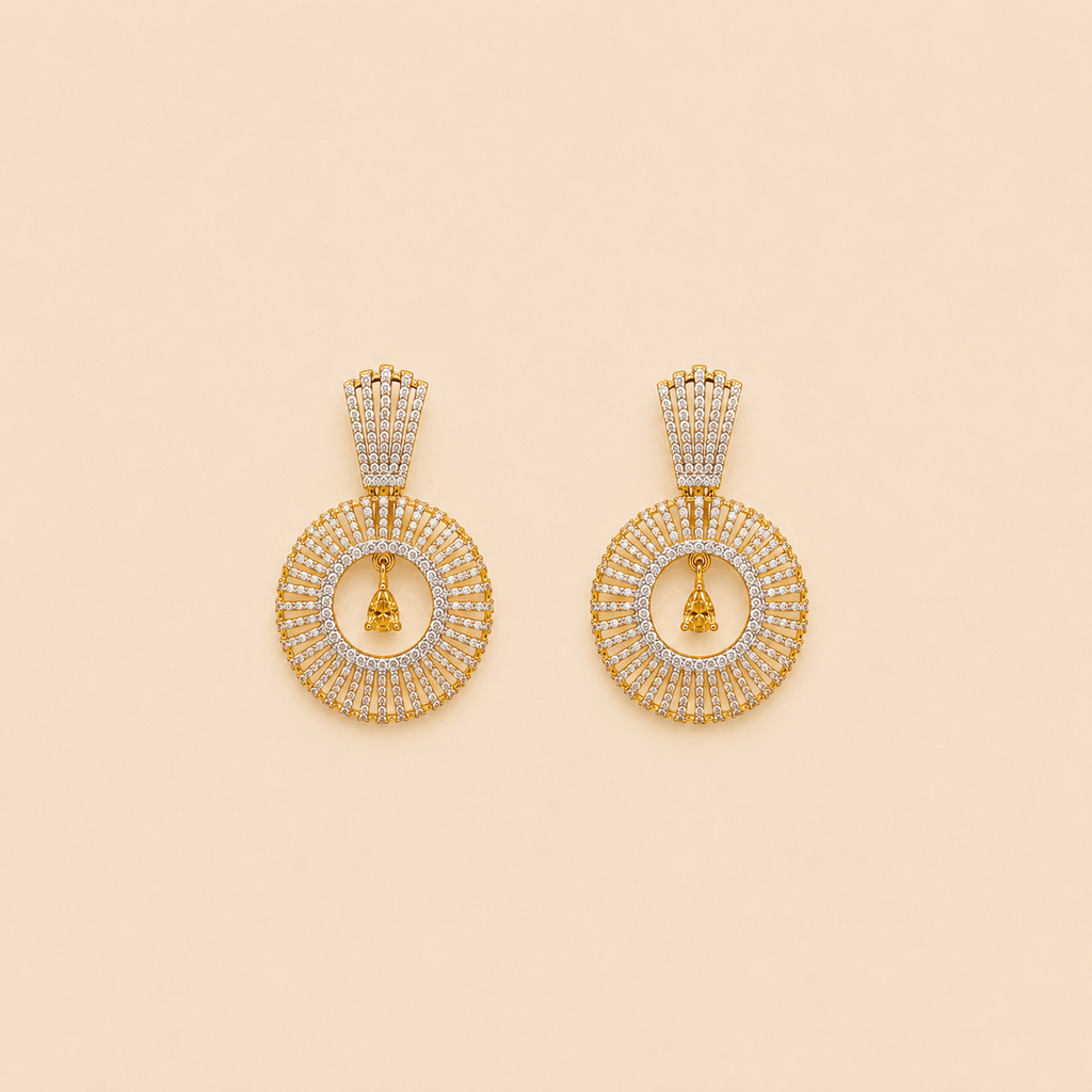Radiant Halo Crystal Chandelier Earrings – Gold Tone 0063M