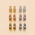 Dual-Row Crystal Huggie Hoop Earrings in Gold & Silver Tones – 0066M