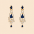 Midnight Navy Crystal Floral Drop Earrings – 0060M