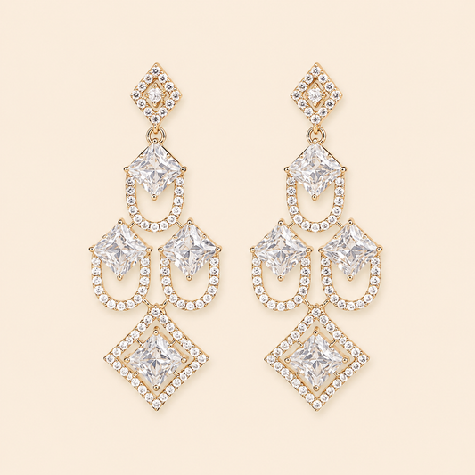 Geometric Crystal Chandelier Drop Earrings – 0061M