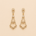 Luxury Gold-Tone Crystal Geometric Drop Earrings | Elegant Party & Bridal Jewelry | SKU: 0062M