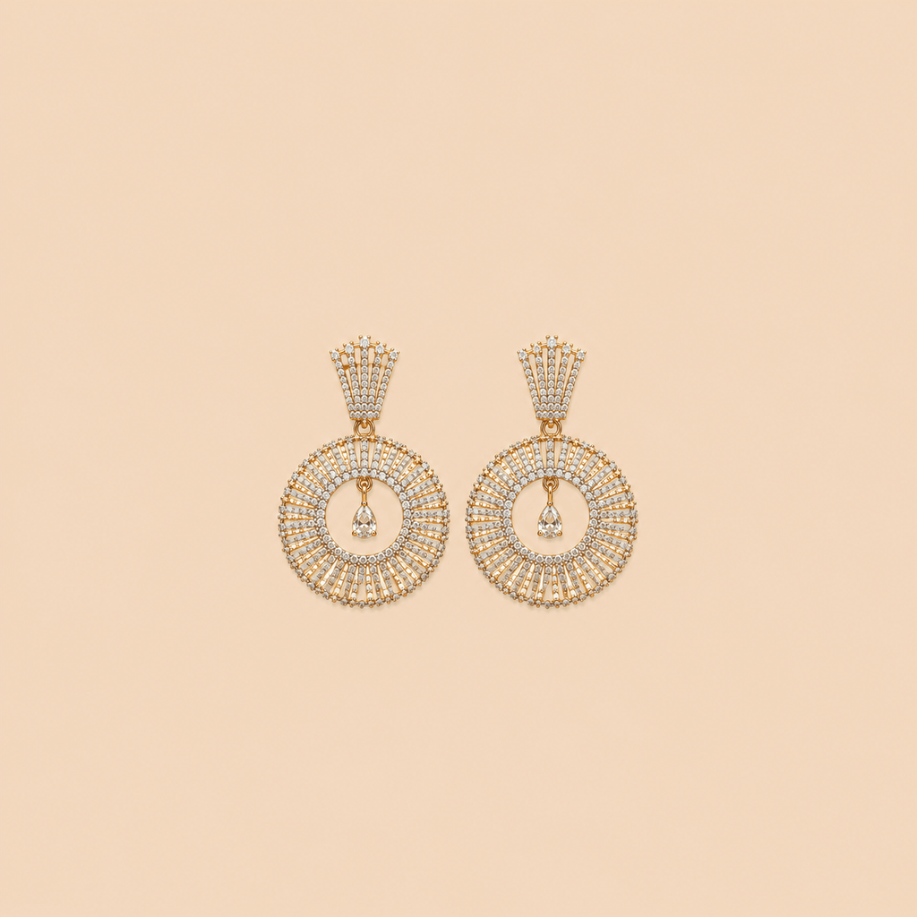 Radiant Halo Crystal Chandelier Earrings – Gold Tone 0063M