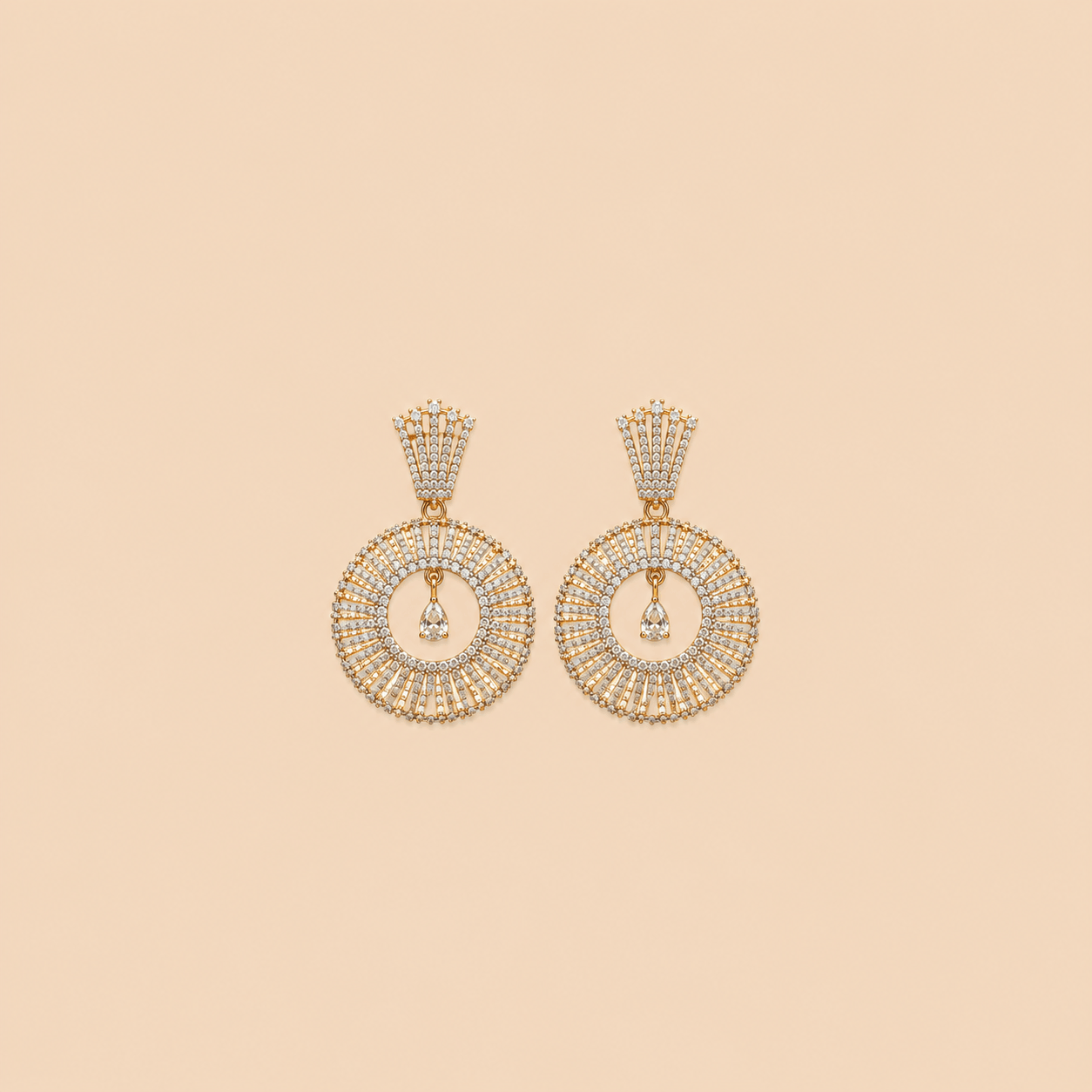 Radiant Halo Crystal Chandelier Earrings – Gold Tone 0063M
