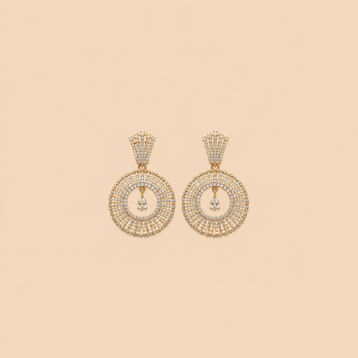 Radiant Halo Crystal Chandelier Earrings – Gold Tone 0063M