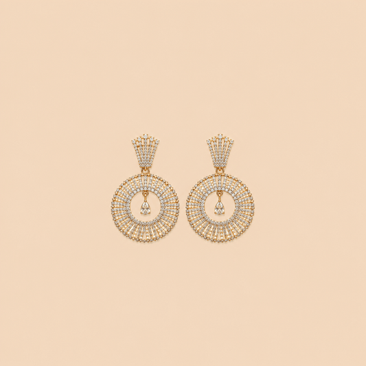 Radiant Halo Crystal Chandelier Earrings – Gold Tone 0063M