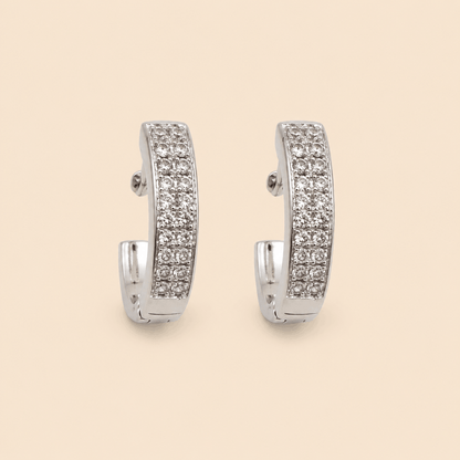 Assorted Crystal Pavé Half-Hoop Earrings Set – Gold & Silver Tone 0065M