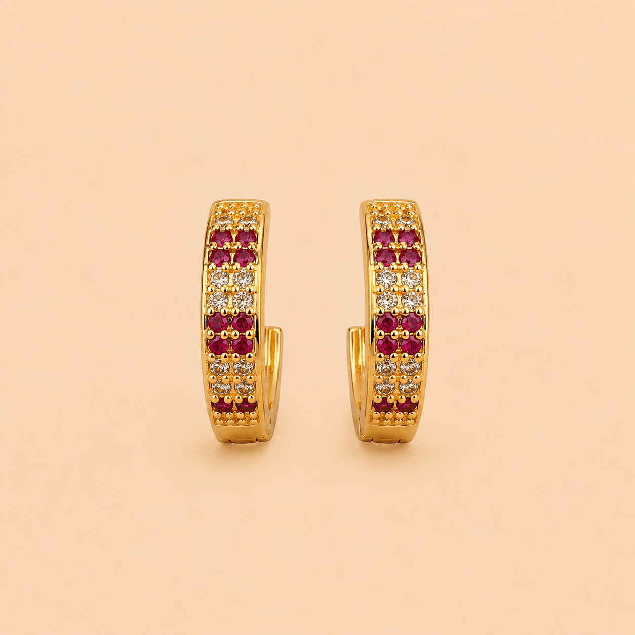 Assorted Crystal Pavé Half-Hoop Earrings Set – Gold & Silver Tone 0065M