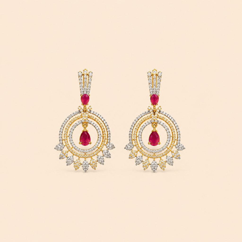Royal Halo Crystal Chandelier Earrings – SKU: M068
