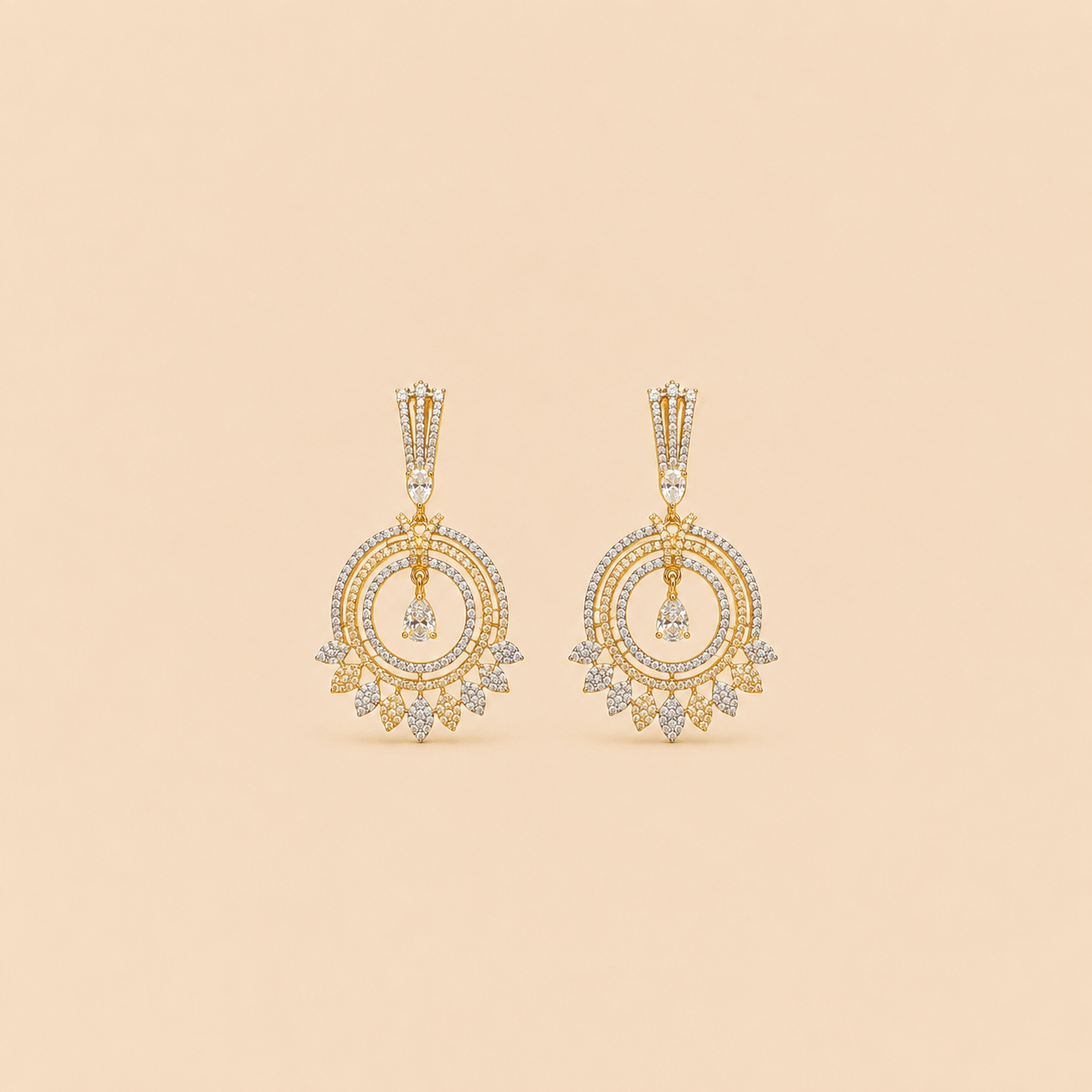 Royal Halo Crystal Chandelier Earrings – SKU: M068