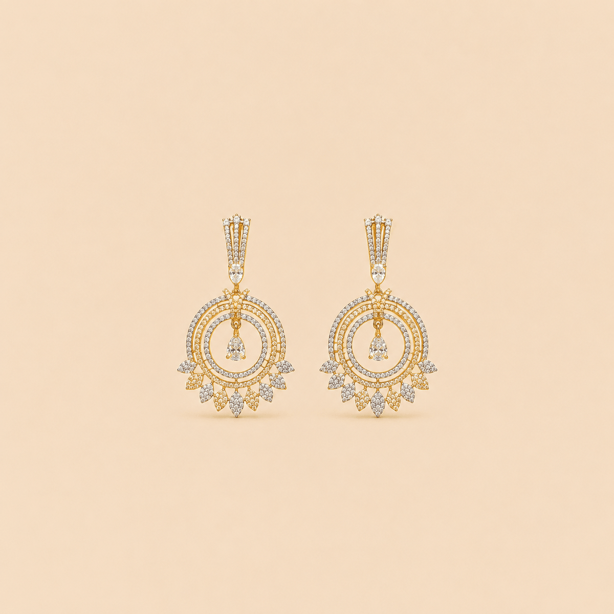 Royal Halo Crystal Chandelier Earrings – SKU: M068