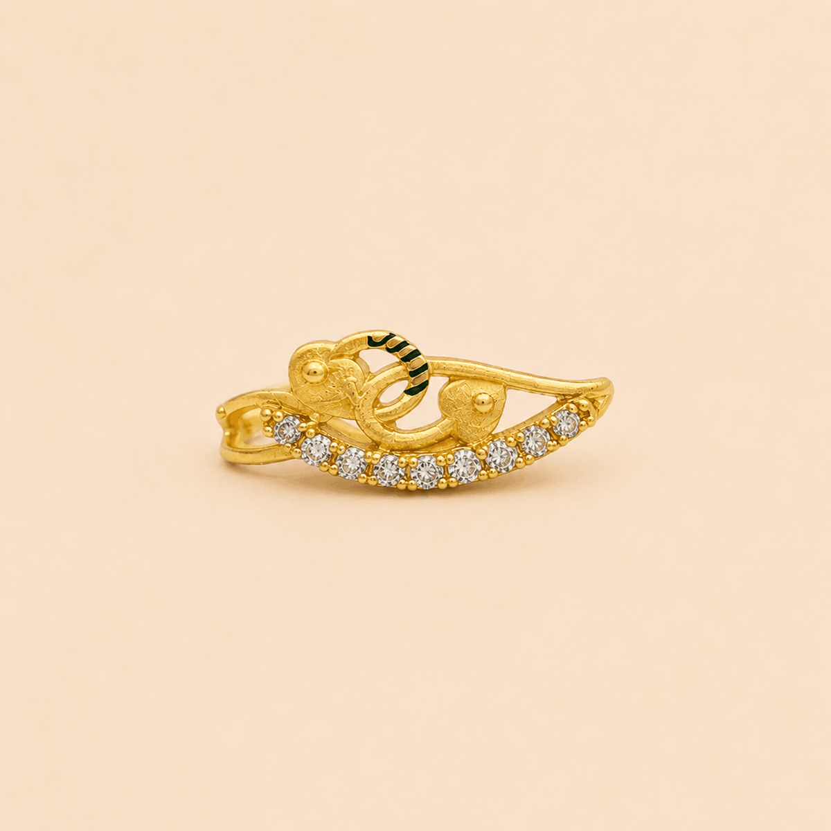 Golden Peacock Crystal Statement Ring – M070