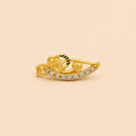Golden Peacock Crystal Statement Ring – M070