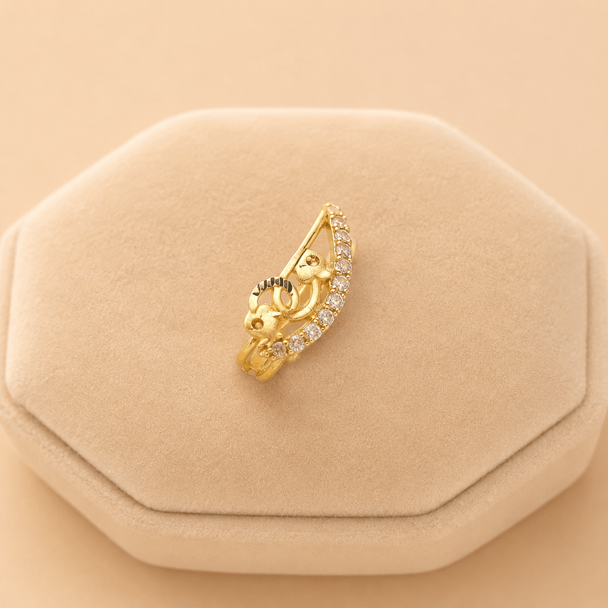Golden Peacock Crystal Statement Ring – M070