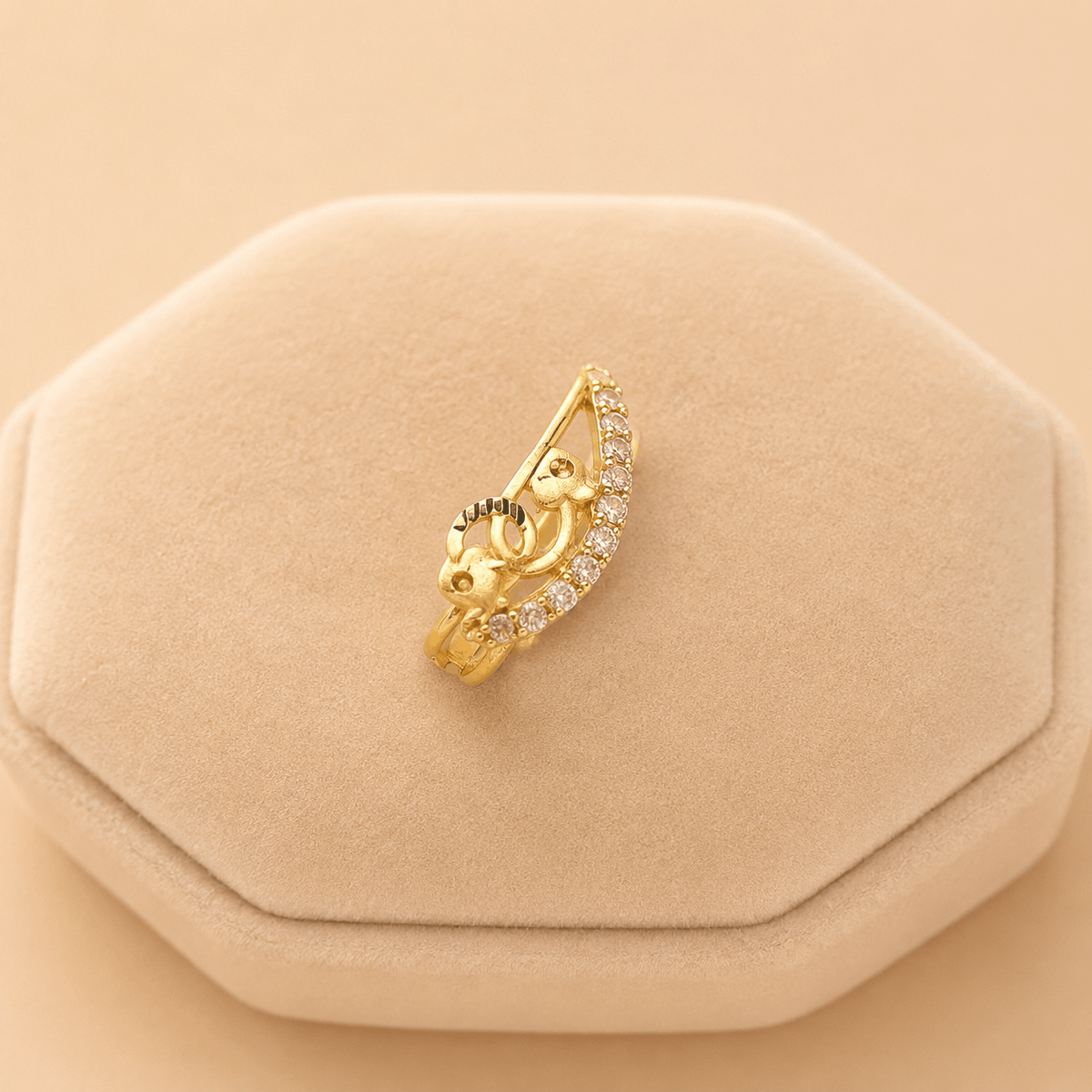 Golden Peacock Crystal Statement Ring – M070