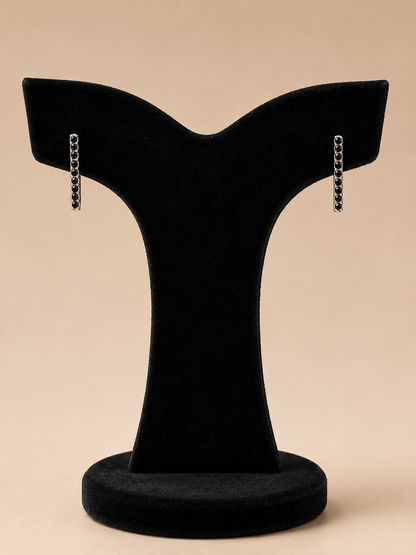 Elegant Black Stone Bar Earrings – SKU: 0043M