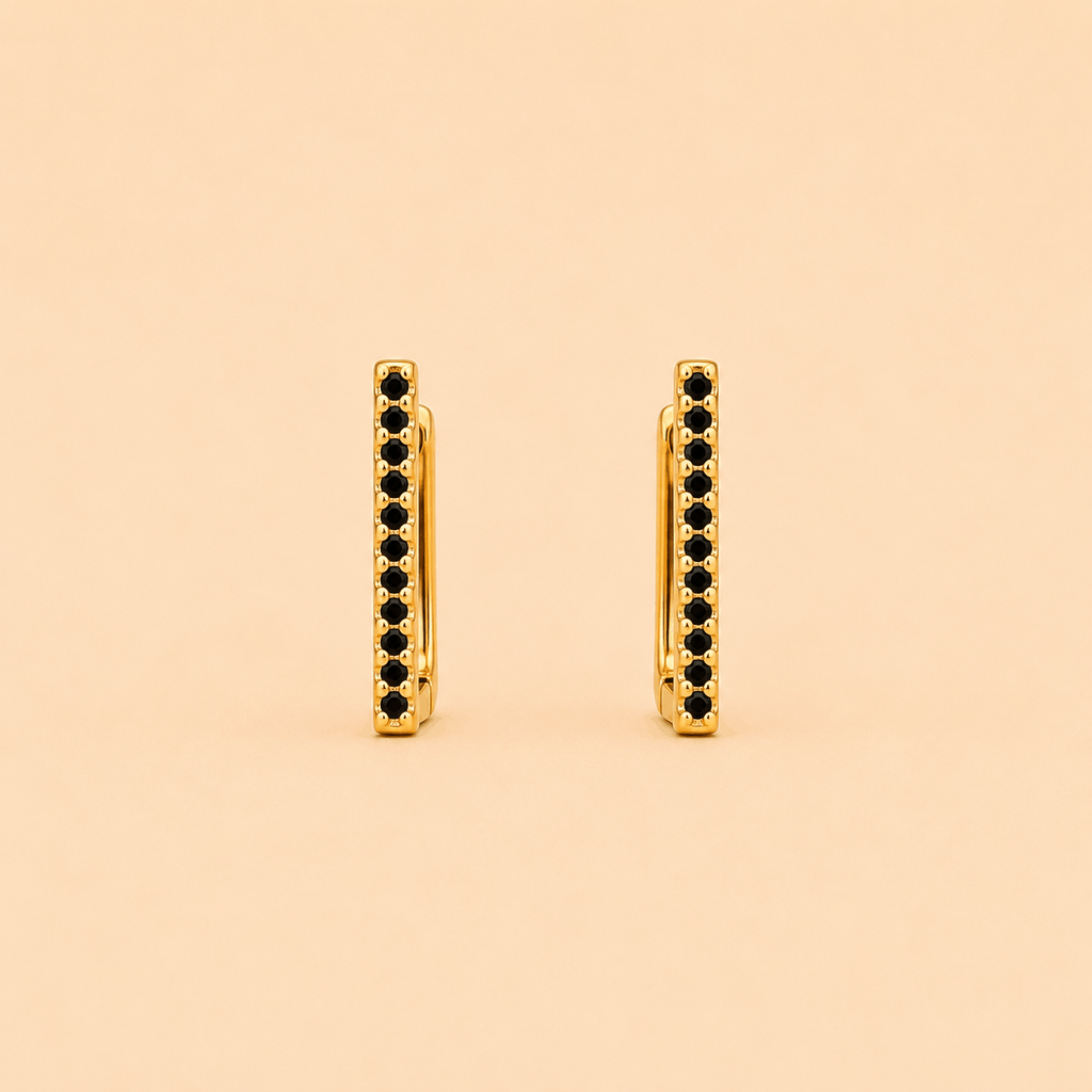 Elegant Black Stone Bar Earrings – SKU: 0043M