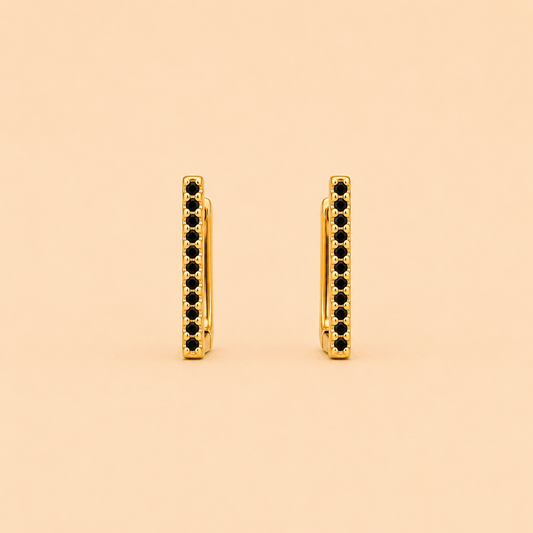 Elegant Black Stone Bar Earrings – SKU: 0043M