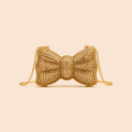 Luxury Gold Bow-Shaped Crystal Clutch Bag 0050M