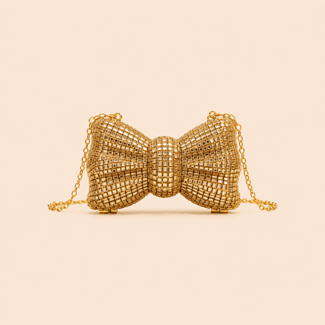 Luxury Gold Bow-Shaped Crystal Clutch Bag 0050M