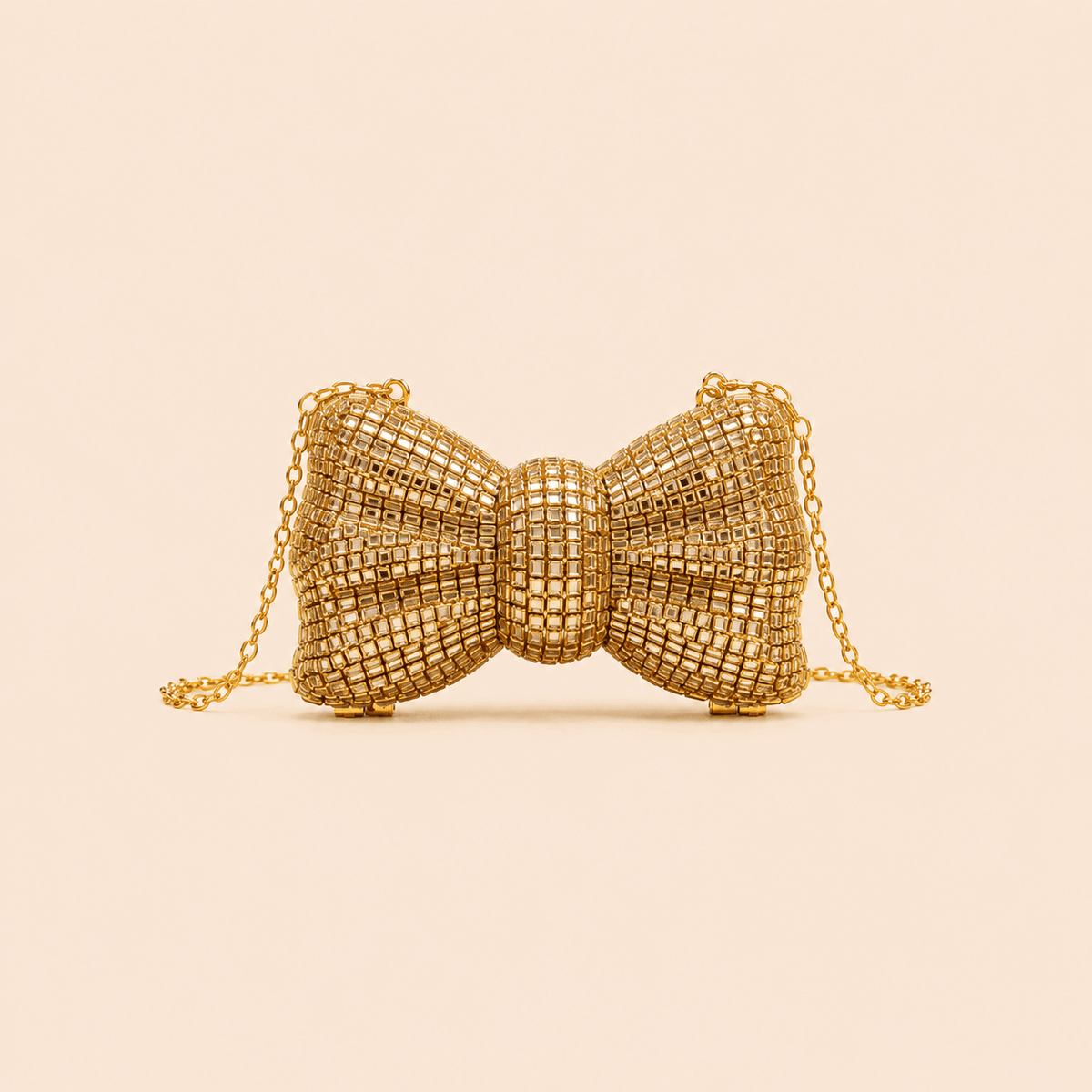 Luxury Gold Bow-Shaped Crystal Clutch Bag 0050M