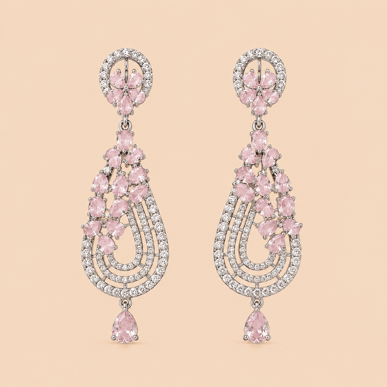 Blush Pink Stone Luxury Earrings – SKU 0016M