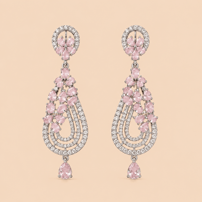 Blush Pink Stone Luxury Earrings – SKU 0016M