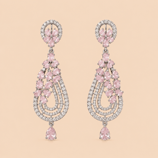 Blush Pink Stone Luxury Earrings – SKU 0016M