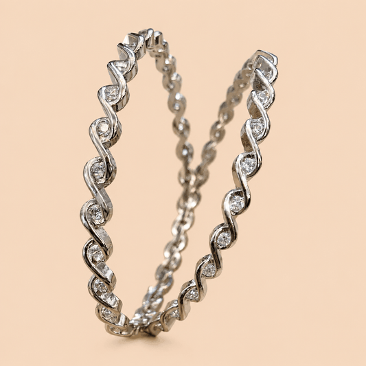 Silver Spiral Crystal Metal Bangles – SKU 0017M