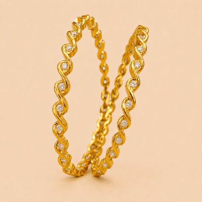 Gold Spiral Crystal Metal Bangles – SKU 0018M