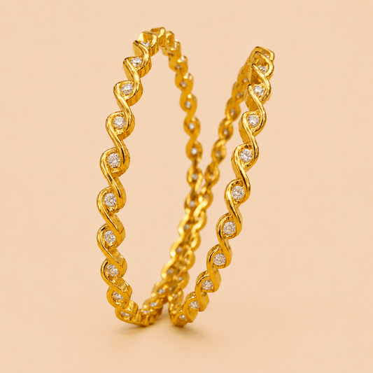 Gold Spiral Crystal Metal Bangles – SKU 0018M